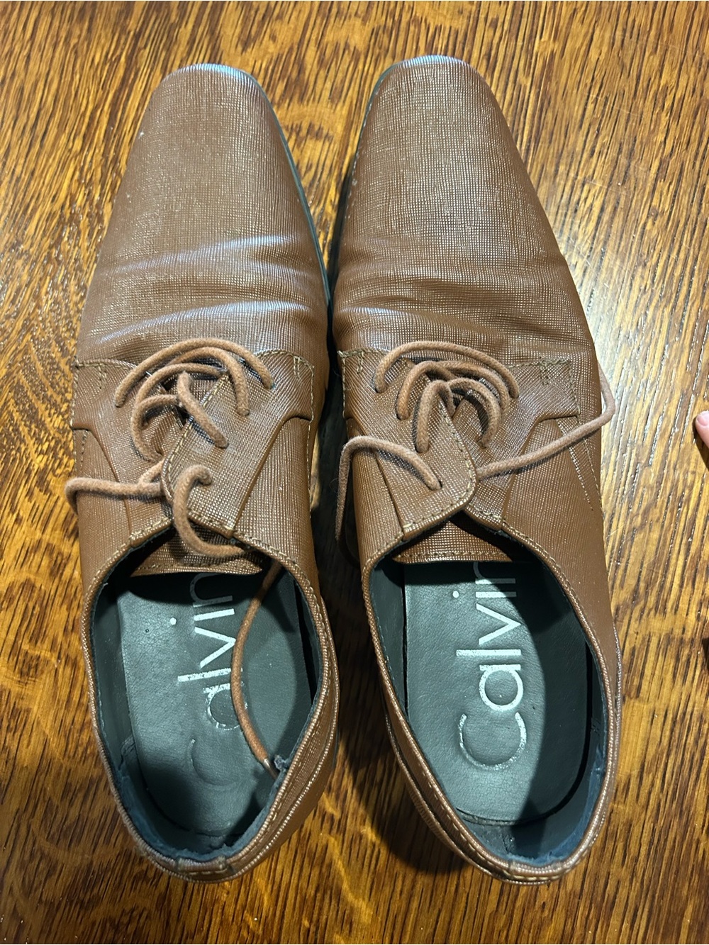 Calvin Klein Men's Tan Textured Derby Dress Shoes